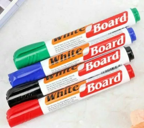 8 x Large Dry Wipe White Board Markers Pens Bullet Tip Black Blue Red Green