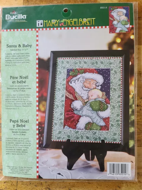 Bucilla Plaid Mary Englebert Counted Cross stitch Santa & Child 85014 NEW SEAL