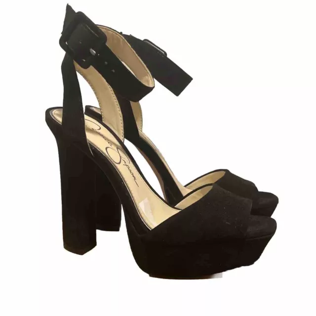 Brand New Jessica Simpson Block Heel Platform Sandal Black suede SZ 5M 3