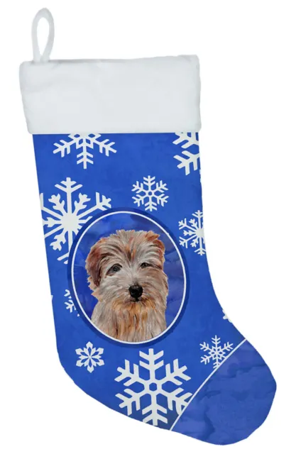 Norfolk Terrier Christmas Stocking Winter Snowflakes SC9784-CS