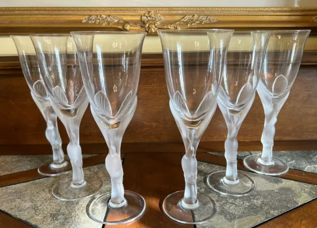 Six (6) Vintage Igor Carl Faberge Kissing Doves Wine Glass Water Goblets France