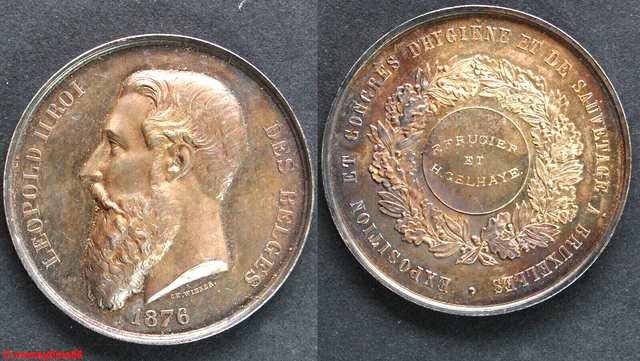 Belgique Exposition et Congrès Hygienne Bruxelles 1879 Médaille argent 70.25 g Belgique Exposition et Congrès Hygienne Bruxelles 1879 Médaille argent 70.25 g