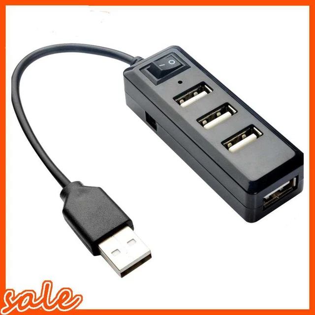 Portable USB HUB Splitter with Switcher 4 USB 2.0 Extension Adapter (Black)