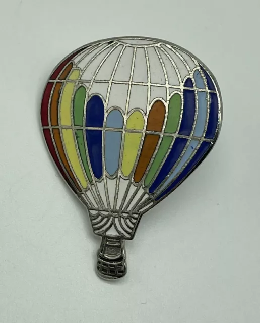 HOT  AIR  BALLOON hat pin tie tac lapel pin  hatpin multi color White Vintage?