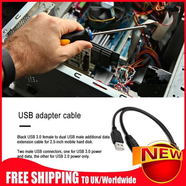 Usb Extra USB 3.0 TO Dual USB Extra Power Data Extension Cable for 2.5 inch ...