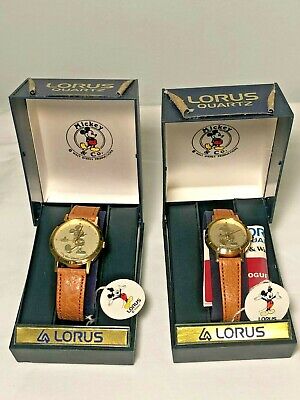 Disney Mickey Mouse Watch Gold Emblem HIS AND HERS BRAND NEW WITH TAGS VINTAGE