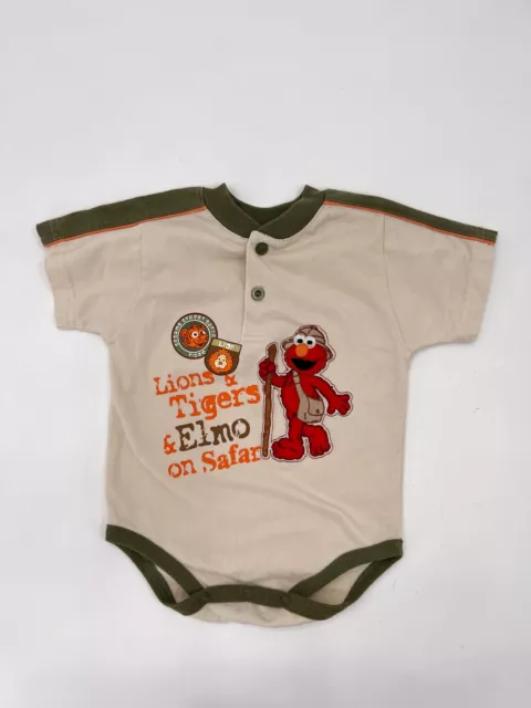 Sesame Street Elmo Bodysuit Baby 18M Beige Short Sleeve Button