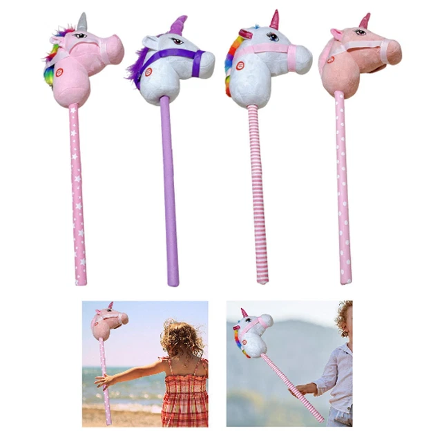Milageto Cheval à Bâton En Peluche Avec Vrais Sons De Sabots Et Hennissements – Jouet Équilibre Pour Enfants Dès 3 Ans, Idéal Cadeau Anniversaire, Taille 90 Cm, Bâton Bois Solide