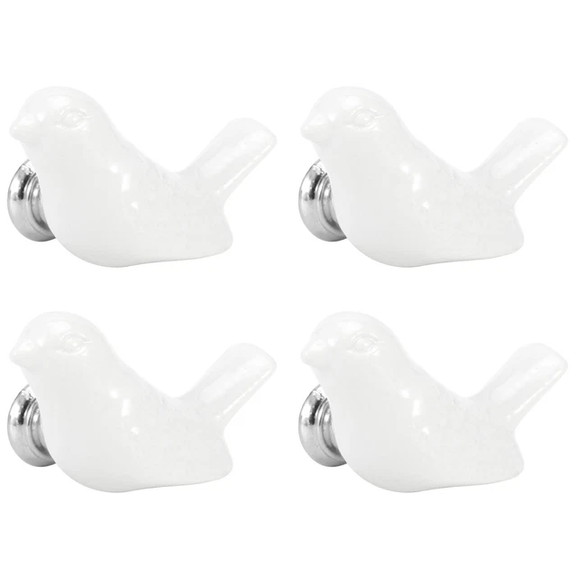 (Blanc)4 Set Bird Shape Ceramic Knobs DIY Door Drawer Cupboard Pull Pull Handle 3