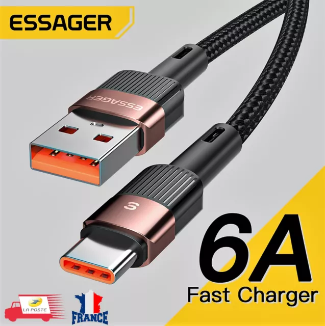 CÂBLE USB TYPE C 6A 66W Charge Rapide Chargeur et Transfert de Données Sync  EUR 8,95 - PicClick FR