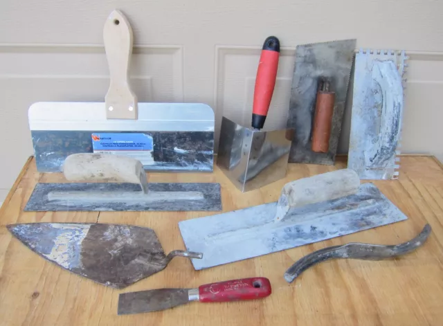 9 Concrete/Masonry/Drywall  Hand Tools. Lot .Used