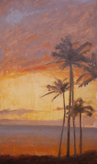 Dipinto ad olio originale, tramonto impressionista - SENZA CORNICE -...