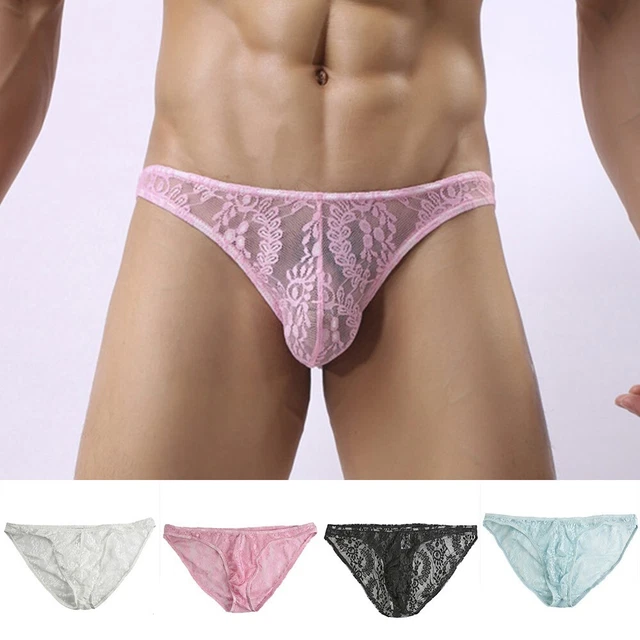 Slip Intimo Uomo Knickers Lingerie Pizzo M-2XL Poliestere Trasparente