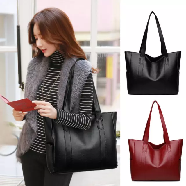Women's Shoulder Bag PU Leather Large Capacity Tote Bags Zipper Handbag