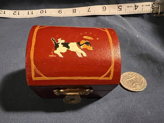 Jack Russell Terrier Vintage Hand Painted Small Rolled Top Trunk