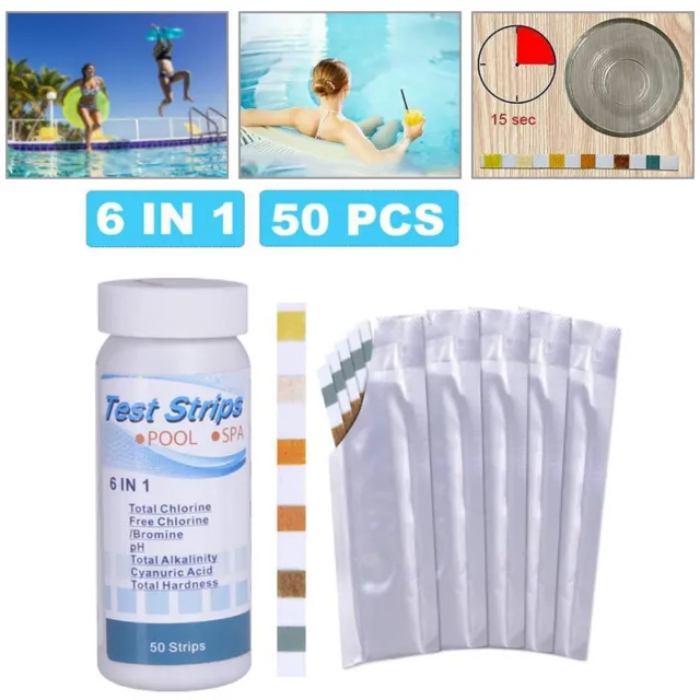 50 pièces kit de test de dureté de l'eau alcalinité chlore pH pour piscine et