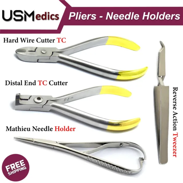 Orthodontic Dental Plier Distal End TC Cutter Hard Wire Bracket Holding Tweezers