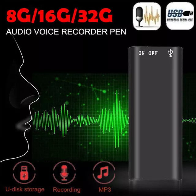 Mini Spy Voice Audio Recorder Voice Activated Office Listening Device 96Hour 8GB