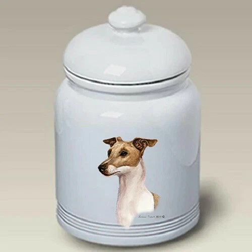 Fawn and White Italian Greyhound Ceramic Treat Jar TB 34065