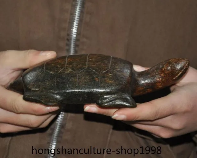 7'' Hongshan culture old jade stone animal turtle tortoise feng shui statue