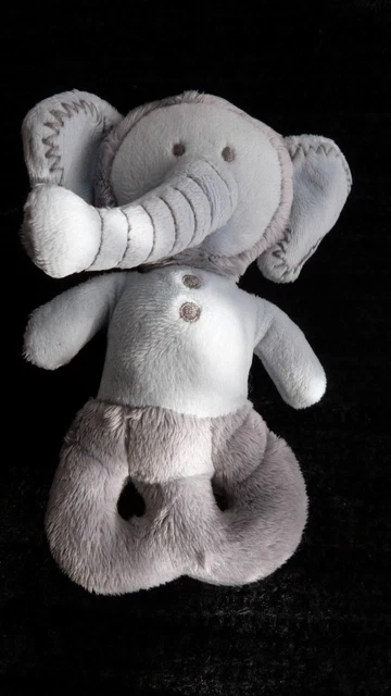doudou hochet elephant obaibi gris bleu
