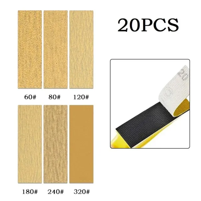 Papel lijadora de papel de lija 20 piezas 60-320 accesorios de arena detalle rectangular