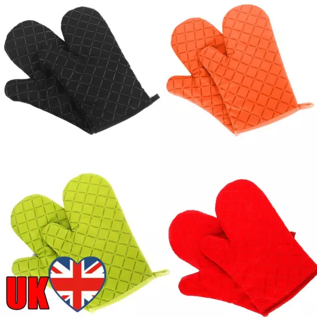 1 Pair Oven Mitts Non-Slip Heat Resistant 200 Degree Oversized Mittens Silicone