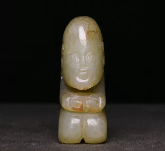 4CM Chinesische Natürliche Hetian Jade Carve Menschen Person Amulett Anhänger