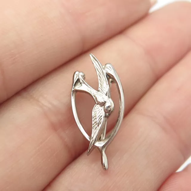 925 Sterling Silver Vintage Uncas Wishbone & Swallow Bird Pin Brooch