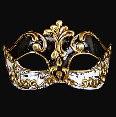 Mask from Venice Wolf Colombine Symphony Black Gold Authentic Paper Mache 374