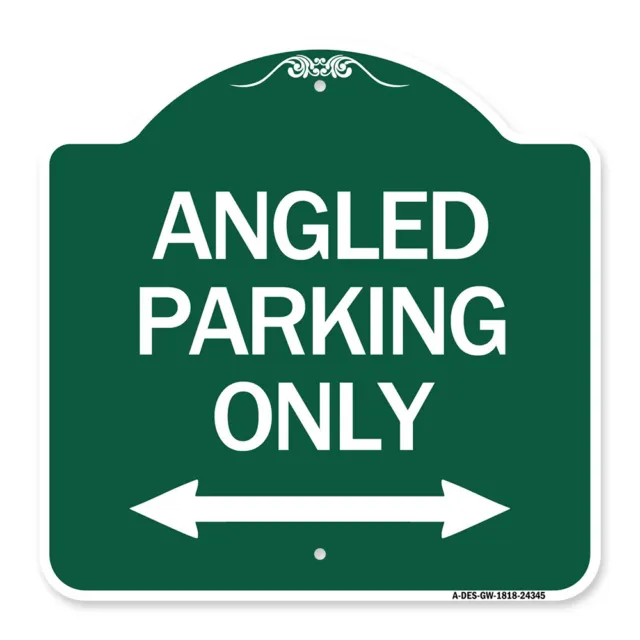 Designer Series - Angle Parking Only (With Bidirectional Arrow) Metal Sign