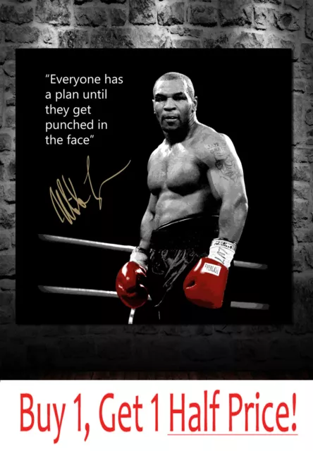 MIKE TYSON CANVAS ART PRINT - Red and Black Picture - FRAMED *Ready To Hang*