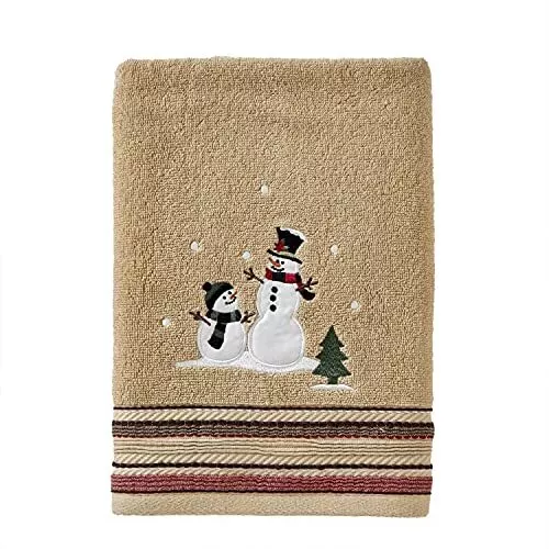 By Saturday Knight Ltd. Rustic Plaid Snowman Bath Towelwheat