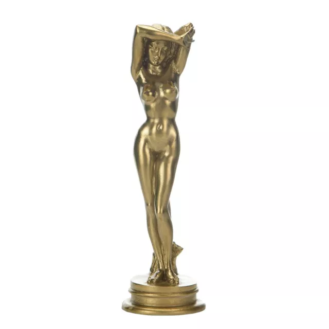 Naked Nude Sexy Female Woman Aphrodite Alabaster Statue Bronze Tone 9.84" 25cm