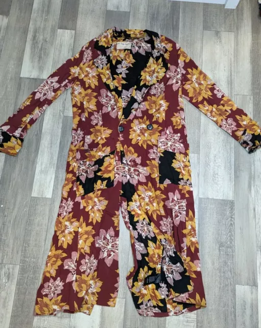 Free People Niya Floral Print Duster Long Jacket Oversized Flowy Size XS