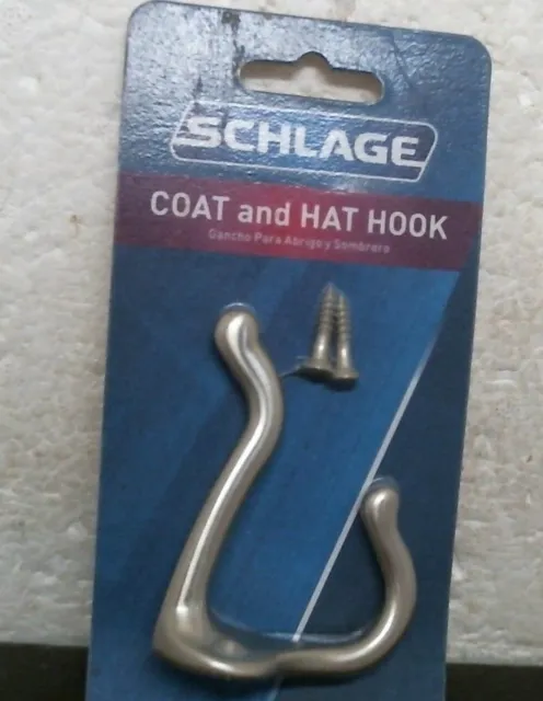Schlage SC571MB-619 Satin Nickel Coat & Hat Hook, FREE SHIPPING