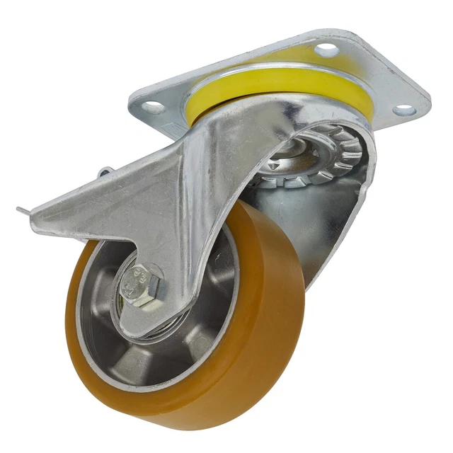 Sealey SCW5125SPL Roulette Roue Pivot Plaque Avec Total Verrou Ø125mm