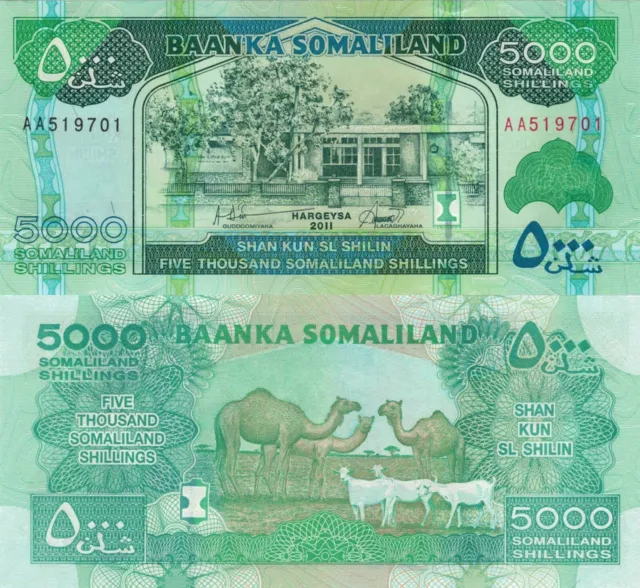 Somaliland 5000 Shillings (2011) - Ships and Sheep/p-21a Prefix AA UNC