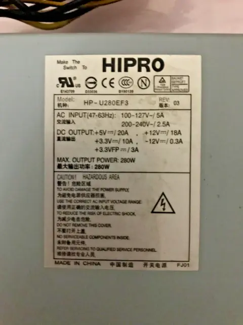 Fuente de alimentación original Hipro HP-U280EF3 280W 2