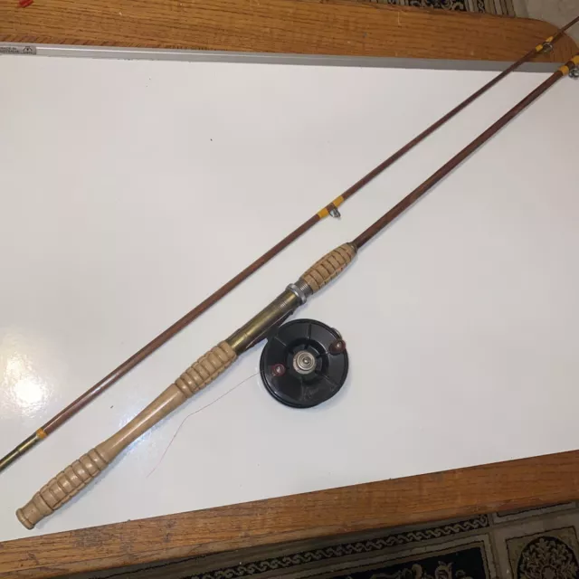 VINTAGE TWO PIECE Split Cane Fishing Rod With Spalding Bakelite