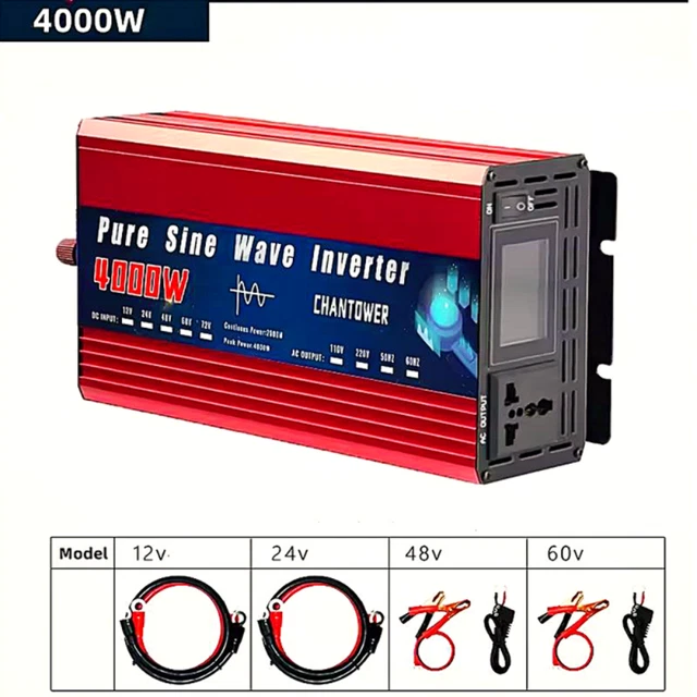 Inverter 12v 230v Pure Sine 3kw 2500w 2000w 1800w 1500w 1200w Con Convertitore Di Tensione LCD Protezione Da Bassa/sovratensione (Color : PSC-1800W, Size : 12V - Foto 10