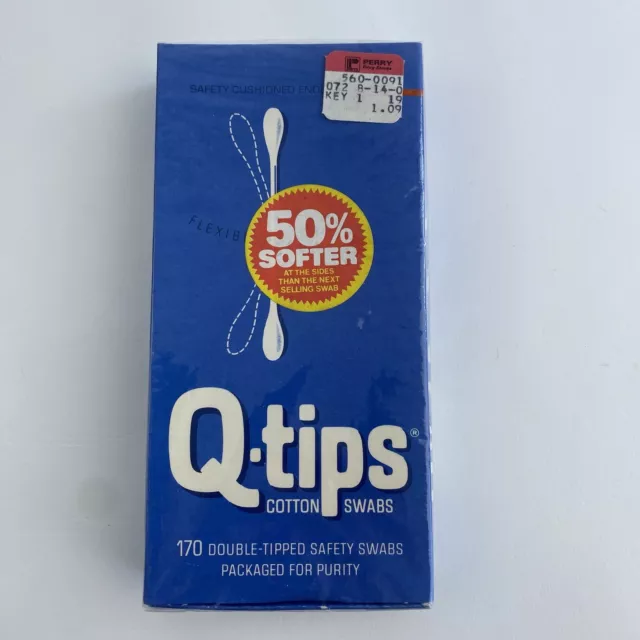 Vintage Q-Tips Cotton Swabs Original Box Sealed Movie Prop Advertising Ephemera