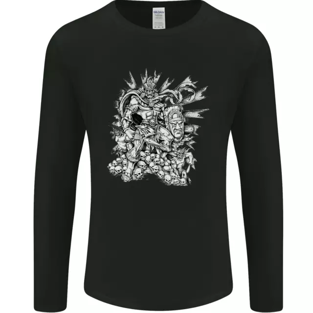 T-shirt a maniche lunghe Inca Warrior Skull Gym arti marziali MMA Axe da uomo