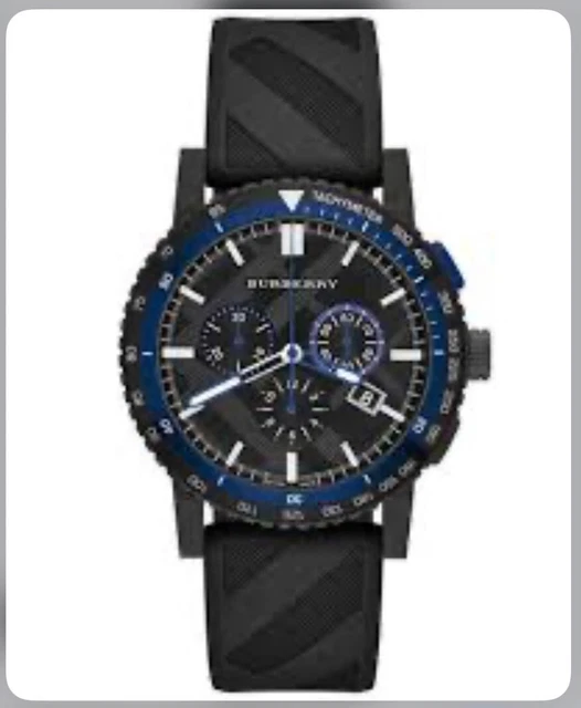 Burberry BU9806 The City Chronograph Black Dial Black Rubber Men's Watch USA Slr