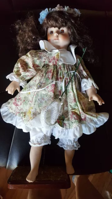 Vintage "Danielle" Doll With Stand ~ Brinn Collectible Porcelain Edit ~ 18" Tall