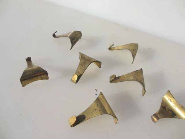 Victorian Brass Picture Rail Hook Moulding Hanging Antique Hooks Hangers Old x7
