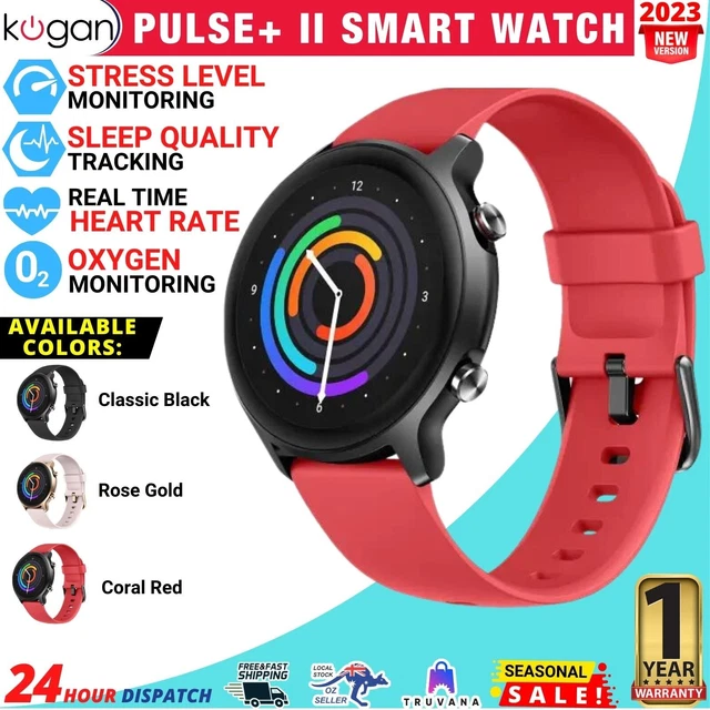 Kogan Pulse+ II Round 1.28" HD Smart Watch Sports Fitness Tracker Coral Red