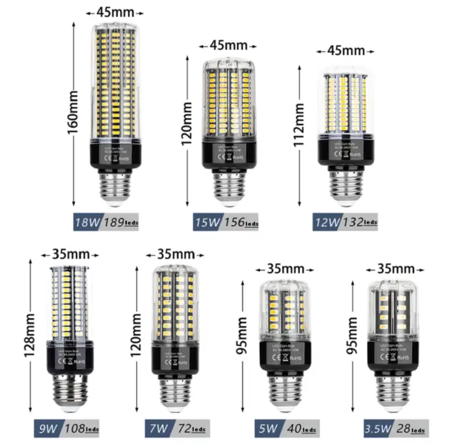 E27 E14 3.5W 5W 70W 9W 12W 15W 18W LED Corn Bulb 5736 Spot Light Lamp lighting