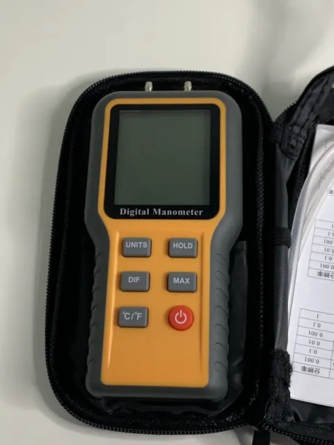 Digital LCD Manometer Differential Dual Port Air Pressure Meter Gas Tester
