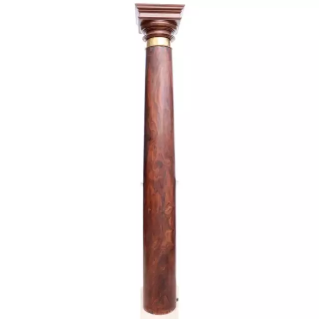 Rare Antique Solid Rosewood, Brass & Teak Capital Pillar 19th century 106 inches